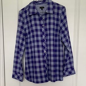Talbots Purple and White Checkered Button Down Shirt